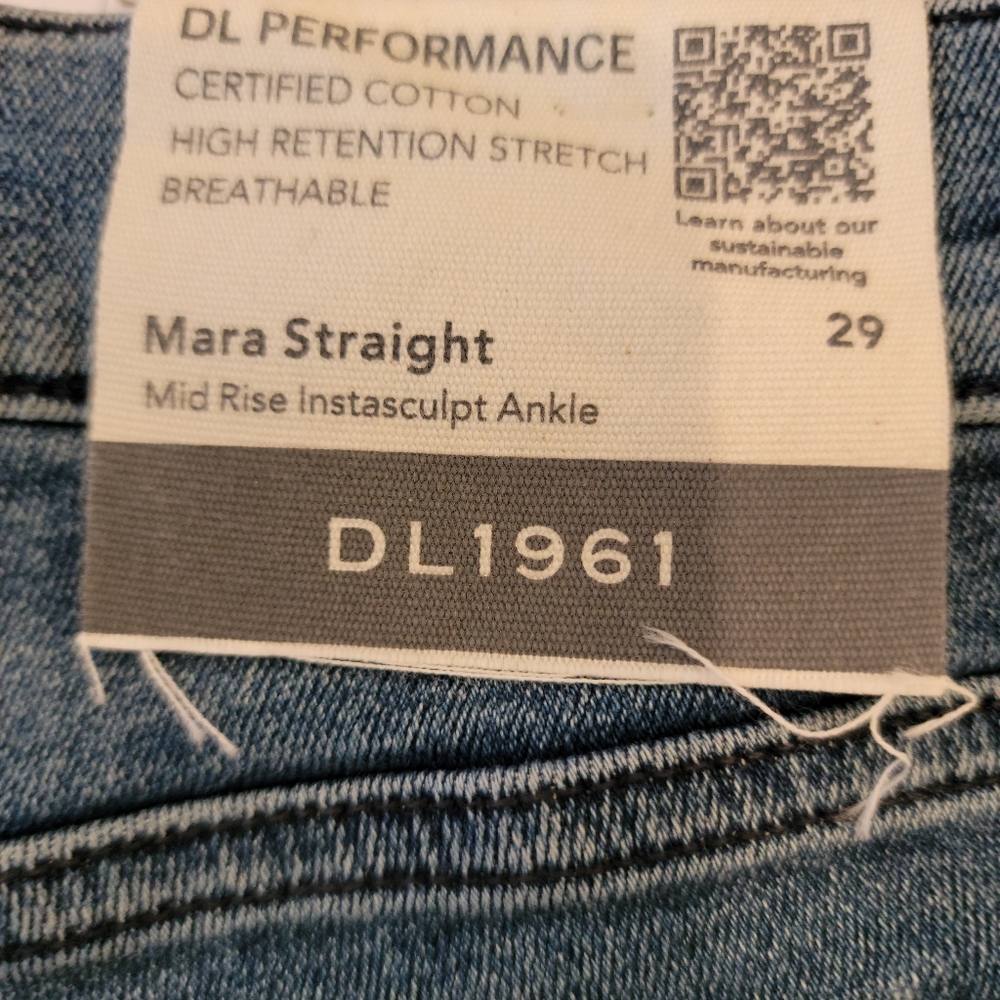 DL1961 Mara Instasculpt Mid Rise Straight Jeans in Blue Bird Size 29 New! - Picture 9 of 10